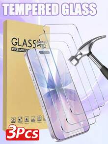 3片裝 高畫質螢幕保護貼，適用於 iPhone 17，鋼化玻璃，9H 硬度保護，防刮、防摔、防指紋、無氣泡、易安裝，兼容 18 Pro Max/18 Pro/17 Pro Max/17 Pro/17 Air/17 E/16 Pro Max/16 Pro/16 Plus/16/15 Pro Max/15 Pro/15 Plus/15/14/13/12/11 手機，手機配件，兼容手機殼，日常必需品 - 無色 - 查看 14