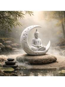 禅宗佛像为您的冥想空间带来宁静。这尊坐佛像在弯月下静坐冥想，是充满灵性的家居装饰，也是瑜伽室、卧室、办公室、书架等场所的完美风水摆件。佛像表情生动，衣袍质感细腻，象征着内心的平静与专注。它是瑜伽练习者、家居装饰爱好者、冥想爱好者和灵性探索者的理想礼物。 - 多色的 - 查看 4