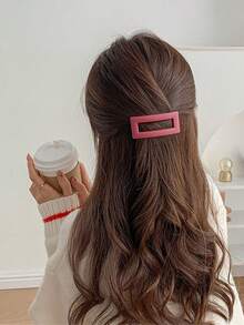 4/5pcs Minimalist Solid Color Matte Hollow Square Large Hair Clips, Elegant Back-Of-Head One-Line Horizontal Top Clip For Women, Half-Up Ponytail Spring Hair Clip, Classic Fashion Versatile Hair Accessory For Outings, Sports, Commuting, Parties, Vacations, Performances, Afternoon Tea, Ideal Practical Gift For Valentine's Day, Thanksgiving, Mother's Day, Birthday, Holidays - Multicolor - View 4