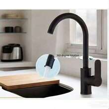 New Dual Rotary Pull-Out Black Bathroom Sink Faucet, Cold And Hot Water, Suitable For Bathroom Vanity, Bathtub, And Kitchen - Black - View 4