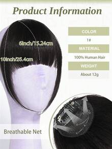 DNE HAIR Tóc mái kẹp 100% tóc thật, màu đen tuyền, kiểu tóc mái có phần thái dương, tóc mái giả bằng tóc thật, trông tự nhiên, phù hợp cho nữ/bé gái sử dụng hàng ngày. - S1 - Xem 3