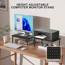 WALI Computer Monitor Stand Desk, Adjustable Laptop Riser, Desk Monitor Stand Underneath Storage Office, School Supplies (PTT001-B), 1 Pack, Black - Pink - 查看 6