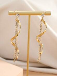 1pair Spiral Decor Pendant Earrings - 黃金 - 查看 5