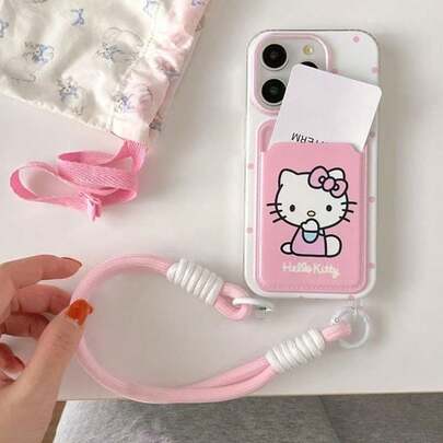SANRIO 可爱猫咪卡包手机壳，兼容苹果17 Pro，软壳，适用于16/15/14/13/12/11英寸手机，带挂绳，保护套