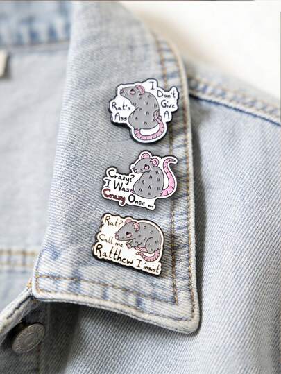 1PC Unny Sarcastic Rat Enamel Pins, Cute Cartoon Mouse Brooches With Humorous Quotes, Punk Lapel Pins For Backpacks Jackets Aesthetic Jewelry Accessories Fashion Lapel Badge Backpack Clothes Jewelry Bag Pins Imperdible Graduation Gift