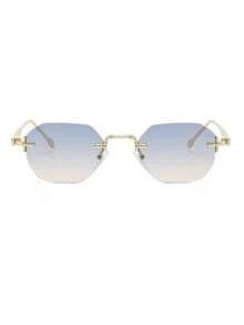 Visivana 1 paire de lunettes de mode pour femmes, monture métallique sans cadre, dégradé, style polygonal, tenue personnalisée, style de rue, mode de vacances, élégantes et modernes - Thé bleu - Voir 5