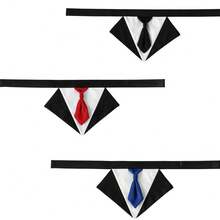 Elegante traje de estilo británico para mascotas, babero con , pañuelo elegante para bodas y baba - Azul - Ver 5