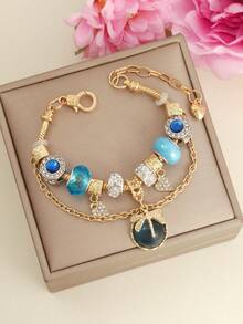 1件轻盈奢华亚洲夏季清爽透明休闲韩风百搭多巴胺爆款串珠手链 - 彩色 - 查看 3