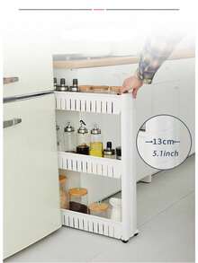 Household Multi-Storey Trolley Storage Rack Seam Cabinet Bathroom Storage Cabinet Refrigerator Seam Storage Cabinet Multi-Storey Floor Ultra-Narrow Finishing Cabinet Edge Cabinet Suitable For Bedroom, Kitchen, Living Room, Finishing Snacks. - View 1