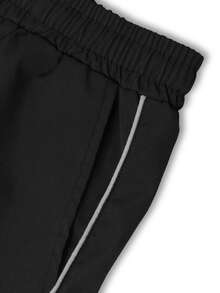 Men's Casual Sports Pants, Business Formal Straight-Leg Trousers, Drawstring Waist, Pockets, Minimalist Solid Color Design, Comfortable Breathable Fabric, Suitable For Outdoor Activities - Black - View 5