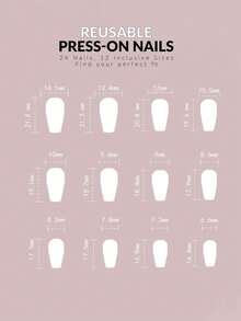 10pcs Square & Round S Size Fake Nails, Quick Nail Art Stickers, Suitable For Party - Multicolor - View 7