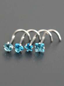 Bộ khuyên mũi đính đá CZ nhiều kiểu cắt, hình tròn/vuông/hoa, chất liệu thép không gỉ, không gây dị ứng, dành cho cả nam và nữ. - Nhiều màu - Xem 6