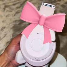 2pcs Pink Bow Decor Earphone Accessories, Cute Printed Bow Fashionable Earphone Attachments, Gamer Girls - 查看 3