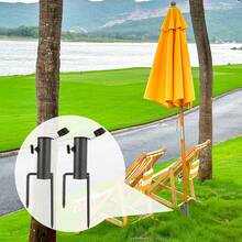 Một chiếc dù che nắng ngoài trời được lắp vào khung dù sân vườn, đế dù che nắng, màu đen xám, hai chân để lắp đặt. - Một kích thước - Xem 7