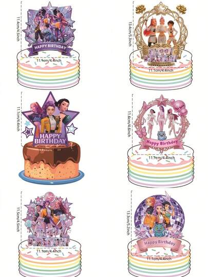 1pc 2026 New K-POP D Emon Hunter Girl Group Decorative Card, Suitable For Birthday Party Decoration, K-POP Themed Party Decoration