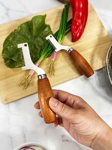 Hachoir à poignée pour couper les oignons verts, un outil pour hacher uniformément les herbes et l'ail, parfait pour la préparation des repas à la maison et au restaurant - Multicolore - Voir 2