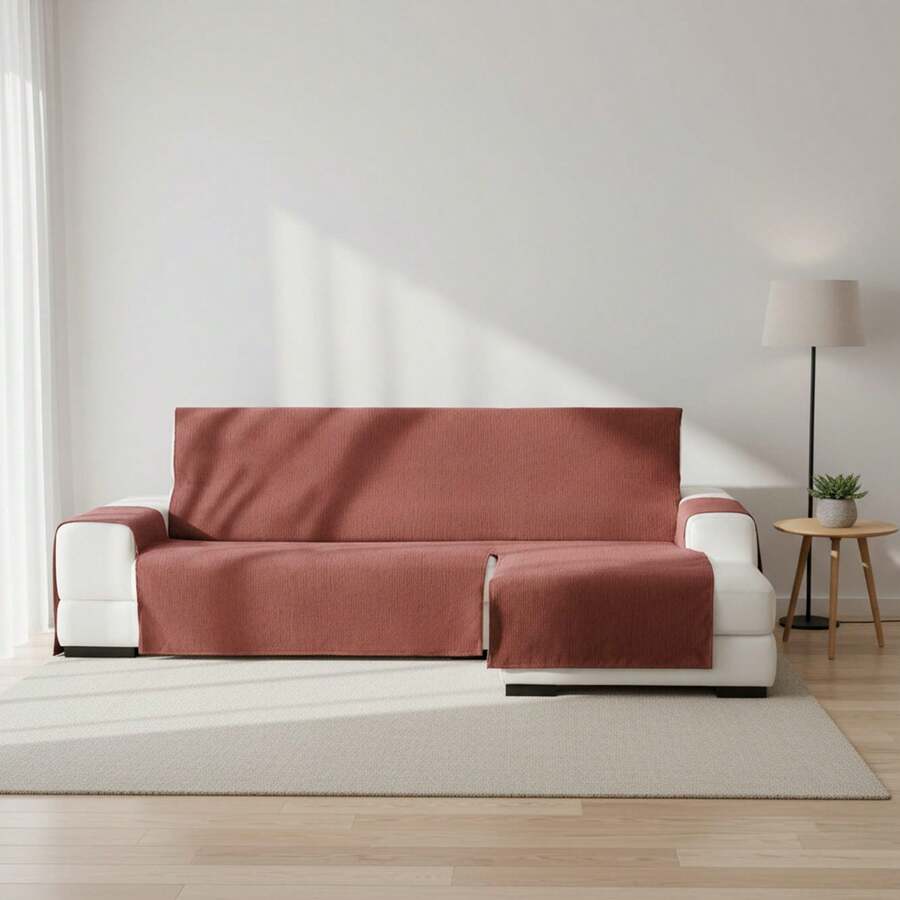 Kiva Standard Right-Facing Chaise Lounge Sofa Cover With Elastic Fit, Various Colors Available - Standard Right-Facing Chaise Lounge Sofa Cover For Backrest, Seat And Arms - Teja Mid - View 1