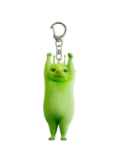 1 pieza Lindo llavero de gato verde alienígena, colgante de bolso de dibujos animados creativo, accesorio adorable para llaves de coche, regalo dulce para mejores amigos, encanto de mochila de moda, precioso llavero decorativo