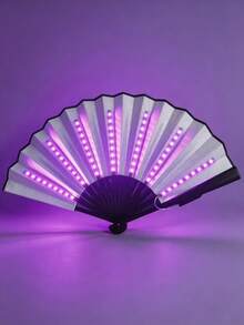 1个带LED灯的嘉年华折叠扇，大型手持扇，带彩色灯光（含电池），派对礼物，母亲节，世界杯，表演，婚礼，生日，家居装饰，夜店，荧光派对用品，日式拍扇，音乐节，嘉年华，游乐设备，圣诞节，万圣节派对，秋季装饰，角色扮演，发光 - 發光扇子 - 查看 15