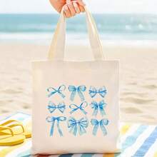 1/5/10个装可爱帆布手提袋，饰有蝴蝶结、爱心、星星、草莓、樱桃图案，可重复使用，适合生日派对、婚礼、节日、新娘送礼会、女主人礼物、护士节、教师节、感恩节等场合。 - 查看 5