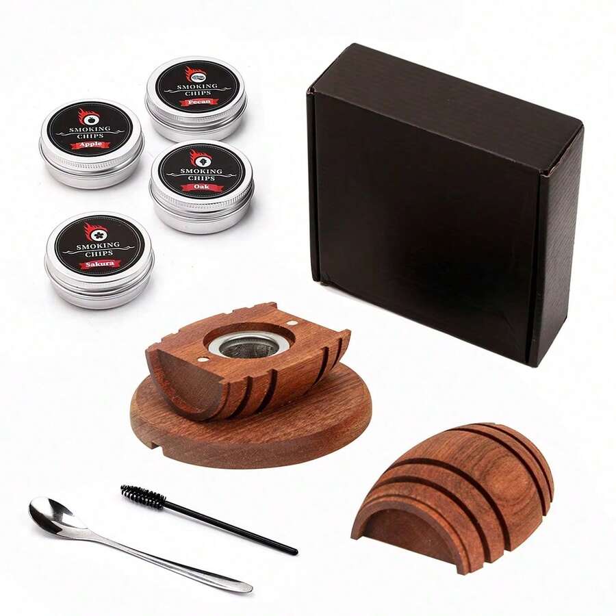 Juego de cóctel con humo - Diseño único de barril de cerveza, whisky ahumado vintage, vino y cóctel, ideal para bartenders, regalos para hombres y crear un ambiente de cóctel vintage - A - Ver 1