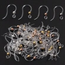 20 chiếc/gói Móc khuyên tai bằng nhựa, 14x18mm, kiểu dáng tối giản, bằng nhựa trong suốt, không gây dị ứng, vô hình, phụ kiện làm trang sức khuyên tai DIY. - Móc tai bằng nhựa - Xem 2