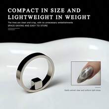 3件套空心猫眼磁铁套装，包含多功能环、方形磁铁和双头铁片——业余美甲师必备，无需任何技巧即可打造猫眼美甲效果 - 銀色 - 查看 8