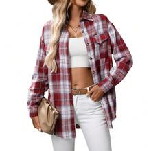 Women Outdoor Shirts - Red + White - View 2