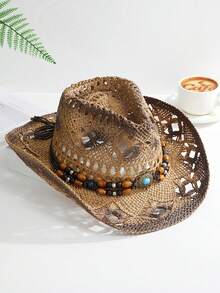 1 chiếc mũ chống nắng đi biển, mũ cao bồi unisex cho các bữa tiệc ngày lễ - MZ3092+ML62 - Xem 3