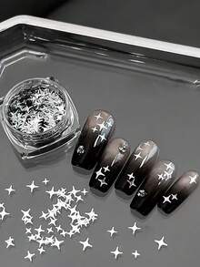 Hộp sticker dán móng tay hình ngôi sao bạc nhiều kích cỡ, hình ngôi sao 4 cánh hỗn hợp nhiều kích cỡ, phụ kiện trang trí móng hình chữ thập cho móng giả. - Nhiều màu - Xem 5