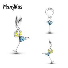 Manyilus 925纯银低过敏性食品饮料吊坠珠，烹饪鸡尾酒度假设计，时尚百搭手链项链，日常佩戴DIY珠宝配饰，送给女性女孩的礼物 - 彩色 - 查看 11