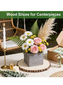 8Pcs Wood Slices For Centerpieces 7-8 Inch, Natural Wood Rounds For Crafts, Large Wood Slabs For Rustic Wedding Decor, Centerpiece Table Decorations And DIY PRO - A - View 2