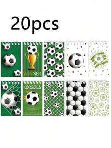 20pcs/10pcs World Cup Themed Football Spiral Notebooks - These Sports-Themed Notebooks, Pocket Notebooks, And Mini Notebooks Make The Perfect Gift For World Cup, Sports-Themed Parties, And Birthday Parties - One Size Fits All - View 9