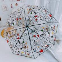 透明史努比雨伞，自动折叠直柄雨伞，可爱卡通雨伞，适合生日、节日礼物，男女通用 - 彩色 - 查看 5