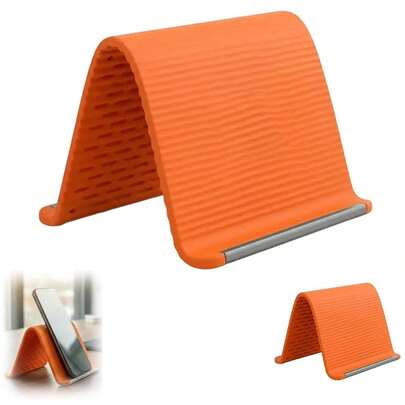 Giá đỡ điện thoại bằng silicon có thể gập lại, di động, có thể uốn cong tự do thành mọi hình dạng, giá đỡ điều chỉnh đa góc cho điện thoại di động, máy tính bảng và các thiết bị nhỏ (Màu cam)