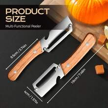Multi Functional Vegetable Peler For Kitchen Utra-Sharp Stairless Stel Blade With Wooden Handle And Botle Opener For Vegetables Or Fruits That Need To Be Peeled - 木質色 - 查看 3