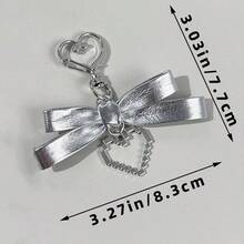 1 pieza Llavero colgante con corazón de píxeles Y2K, lindo encanto de lazo de metal para bolso, accesorio de bolso nicho para chica - Multicolor - Ver 5