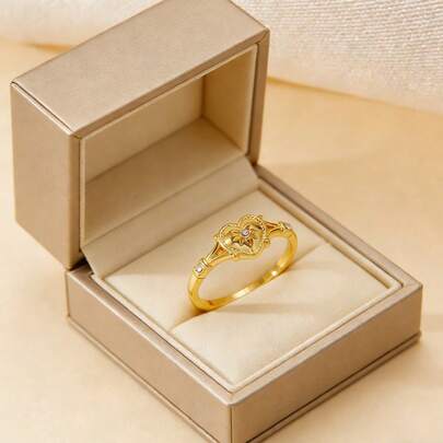 Anillos de acero inoxidable chapados en oro para mujer, accesorios de joyería con diseño de corazón, al por mayor, tallas del 6 al 11