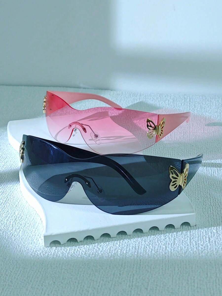 1pc Women's Fashionable Sports Y2k Butterfly Decorated Sunglasses Perfect For Photo Shooting, Traveling, Festivals, Beach Vacation And Outdoor Activities Street Sunglasses Beach Sun Glasses Bow Beach Accessories For Women Sun Glasses Sunglasses Shades Basics And Suit For Sweater Jeans Sweatpants Hoodie Jackets Dress And Long Sleeve Shirt Fashionable Shade Elegant Outfit Family Outings Travel Vacation Holiday For Summer Beach Vacation,Outdoor,Travel - Multicolor - View 1