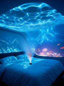 Romantic Star/Wave/Aurora Projection Lamp With Remote Control, Type-C Powered, Thickened Lamp Shade, Projecting Dreamy Colorful Lights, Suitable For Home, Parties, Birthday Gifts, Bedroom Decor - Multi-color light - View 6