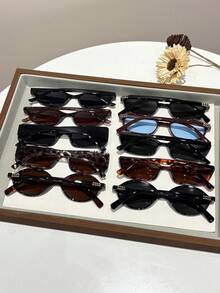 10副女士塑料造型全框豹纹黑色双色Y2K经典辣妹风现代简约风太阳镜基础款时尚眼镜，适合夏季海滩度假外出穿搭 - 彩色 - 查看 3