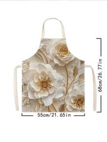 1pc, Flowers Pattern Polyester Apron, Suitable For Cooking, Baking, And Gardening - Can Be Used As Attire For The Kitchen And Dining. - Multicolor - View 12