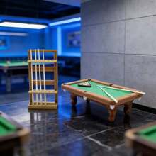 1:12 Scale Miniature Pool Table Set, Dollhouse Accessories Realistic Billiard Table, Playset Prop - Multicolor - View 1
