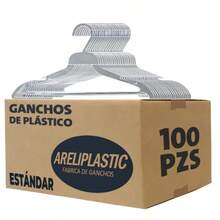 Ganchos de plástico ultra resistentes ARELIPLASTIC para ropa, diseñados para organizar tu clóset de forma práctica, mantener tus prendas sin arrugas ni deformaciones y optimizar cada espacio, ideales para uso diario en casa, lavandería o negocio - Ver 1