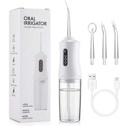 Hailicare Portable Water Oral Irrigator Cordless Water Dental Flosser Teeth Pick 220ML Tank USB Rechargeable Water Jet Floss 3 Modes 4 Jet Tips For Home Travel Electric Flossing Machine For Teeth Cleaning