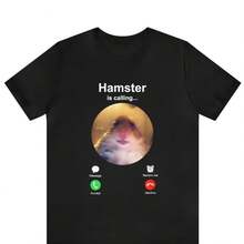 Hamster Is Calling Funny Meme Shirt Meme Hamster Staring T-Shirt Front Camera Hamster Calling, Hamster Shirt Hamster Meme Shirt - 款式 - 查看 1