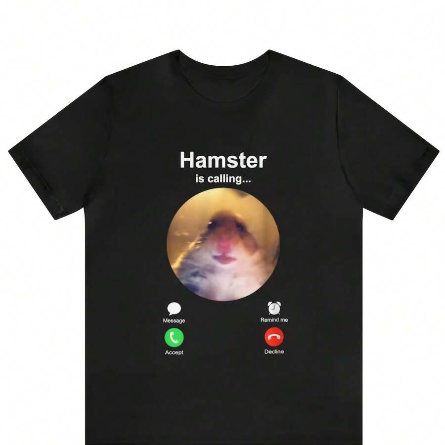 Hamster Is Calling Funny Meme Shirt Meme Hamster Staring T-Shirt Front Camera Hamster Calling, Hamster Shirt Hamster Meme Shirt - 款式 - 查看 1