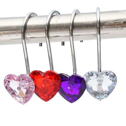 12 chiếc móc treo rèm tắm hình trái tim nhiều màu sắc, vòng treo rèm sáng tạo, thích hợp cho phòng tắm, trang trí nhà cửa, trang trí mùa thu, phụ kiện phòng tắm và trang trí tựu trường.