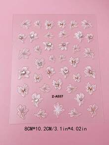 5D立体浮雕水钻美甲贴纸，美甲，DIY美甲装饰，美甲贴纸，采用5D立体手绘白线，香槟渐变花朵和蝴蝶图案，部分镶嵌水钻，非常适合女孩打造美甲造型。适合打造精致、温柔、甜美可爱的法式美甲。 - 彩色 - 查看 3