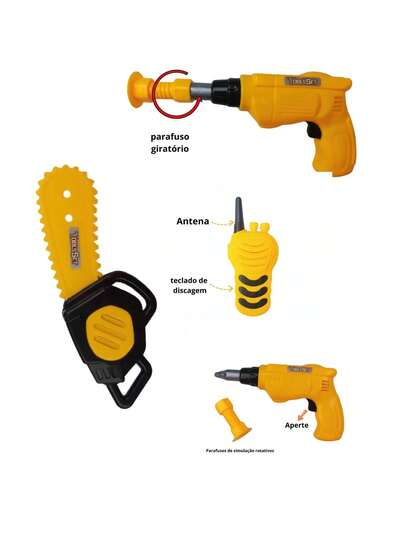 Brinquedo Kit Ferramentas Furadeira Serra Elétrica Infantil